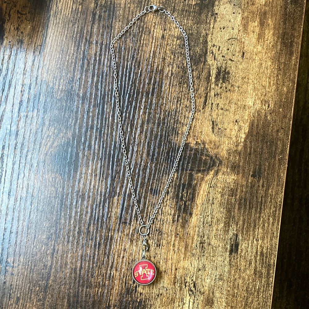 Silver and Red Elegant Necklace with Pendant
